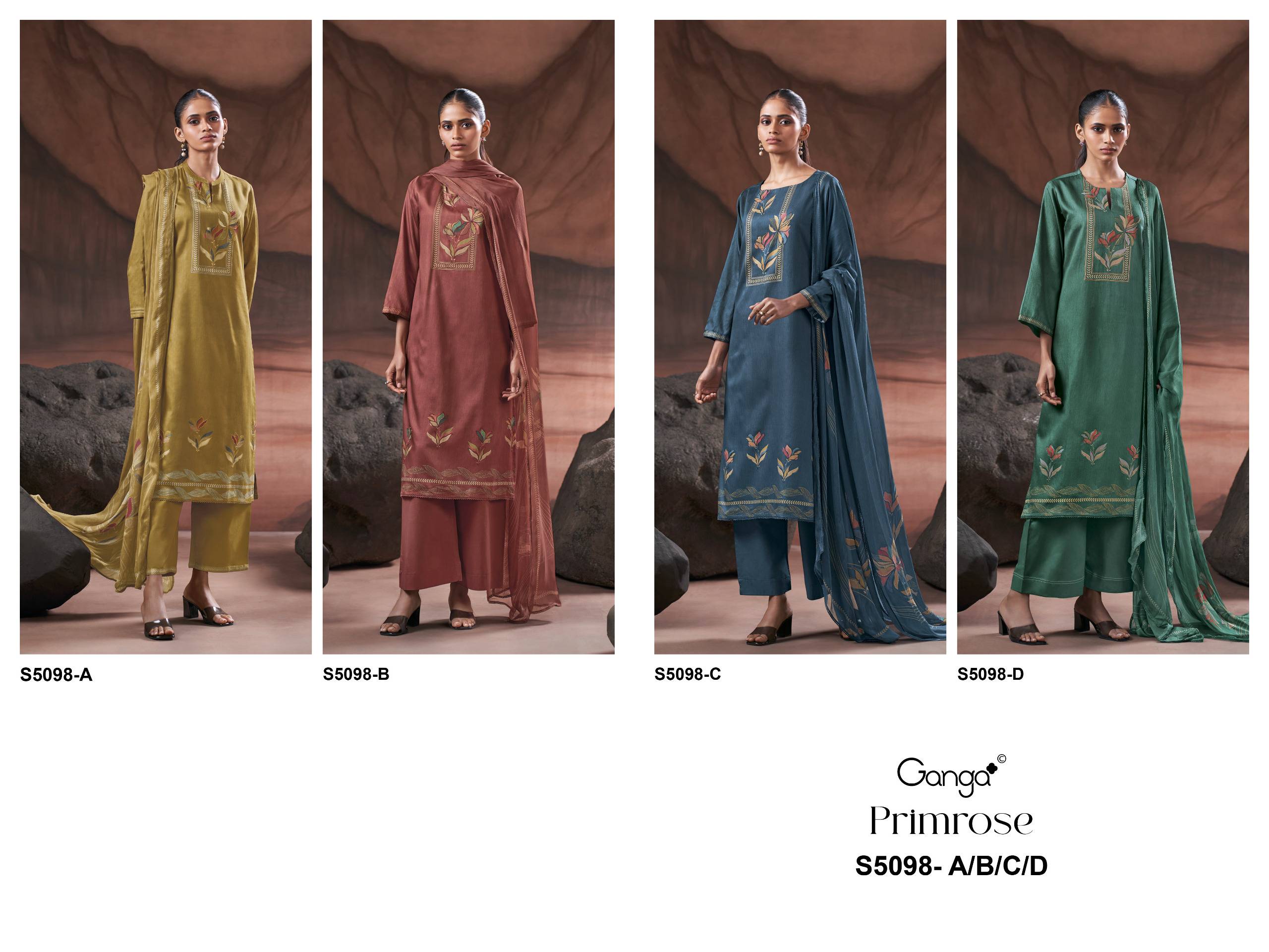 PRIMROSE 5098 SERIES BY GANGA FASHION Beautiful Colourful COTTON SATIN Dresses At Wholesale Price